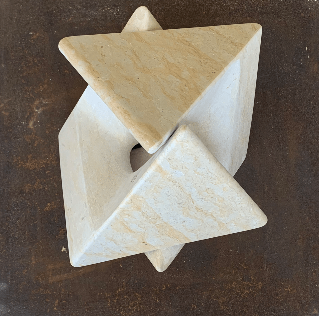 “BEYAHAD LO NI-PAUL“; series: “A Traveling Tombstone”; Sculptor: Robert Schmidt-Matt. Material: Jerusalem Limestone, 23 x 23 x 23 cm. Engraved: “RESPONSIBLE IRRESPONSIBILITY  Paul A. Levine”. 